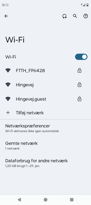 Vælg det trådløse netværk, du ønsker at oprette forbindelse til
