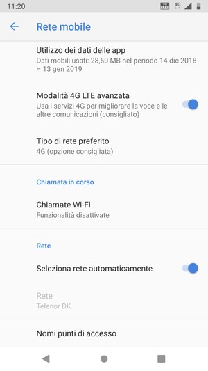 Scorri e seleziona Nomi punti di accesso