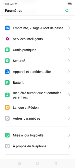 Faites défiler et sélectionnez Appareil et confidentialité
