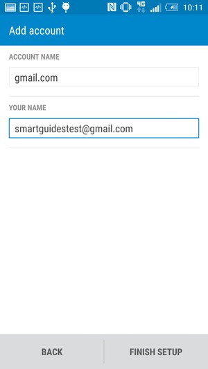 Give your account a name and enter your name. Select FINISH SETUP
