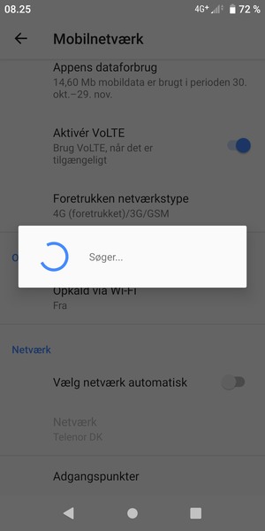 Afvent at søgningen er afsluttet