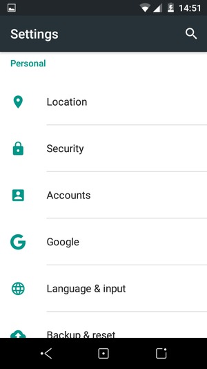 Scroll to and select Security
