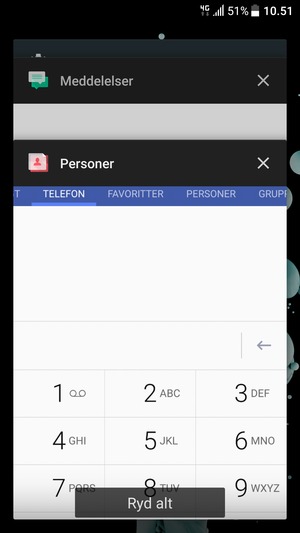 Vælg Ryd alt for at lukke alle åbne apps