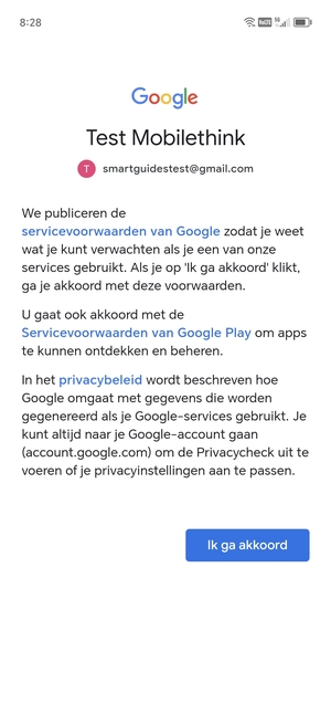 Selecteer Ik ga akkoord