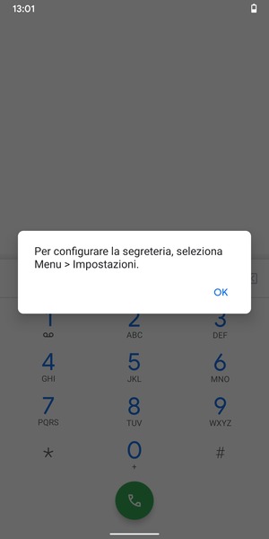 Se la segreteria telefonica non è configurata, seleziona OK