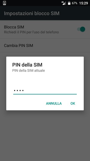 Inserisci PIN della SIM attuale e seleziona OK