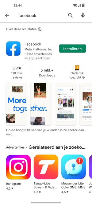 Selecteer de app