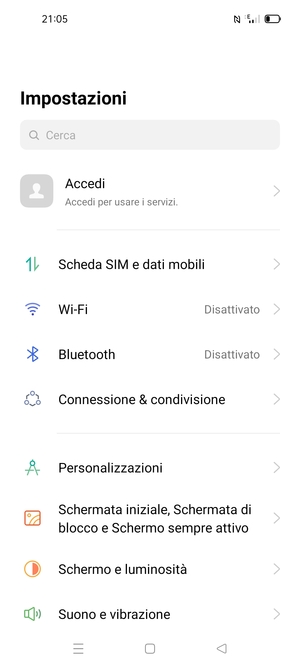 Seleziona Scheda SIM e dati mobili