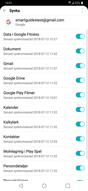 Kontrollera att Kontakter är valt