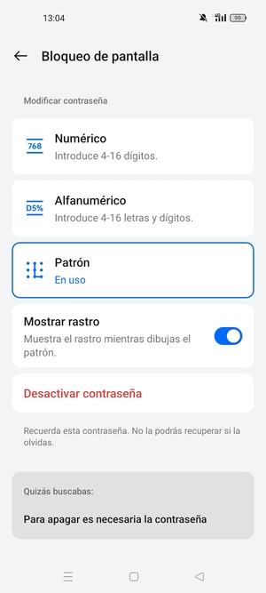 El teléfono ha sido asegurado con un bloqueo de pantalla
