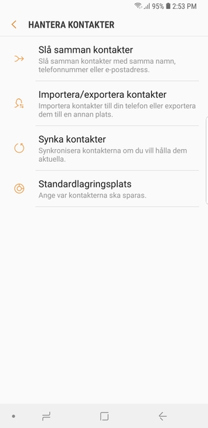 Välj Importera/exportera kontakter