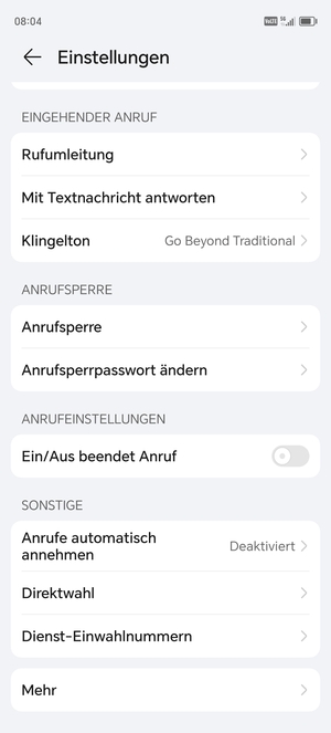 Scrollen Sie  und wählen Sie Mehr
