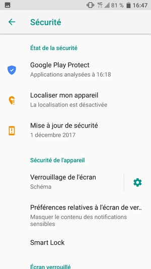 Votre téléphone est maintenant sécurisé par un écran de verrouillage
