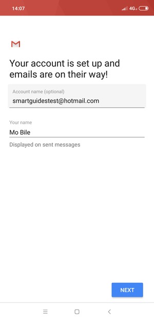 Give your account a name and enter your name. Select NEXT