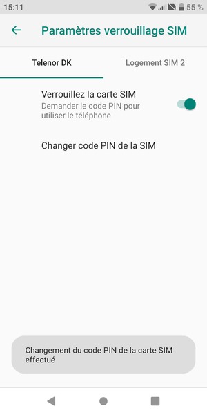 Votre code PIN de la carte SIM a été modifié