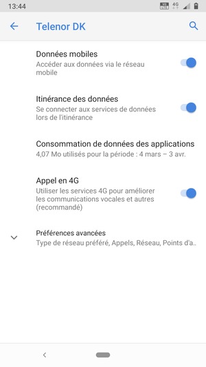 Activer ou désactiver Itinérance des données