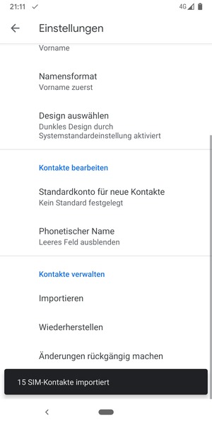 Ihre Kontakte werden in Ihrem Google Konto gespeichert und auf Ihrem Handy gespeichert, wenn Google das nächste Mal synchronisiert wird.