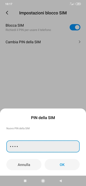 Inserisci Nuovo PIN della SIM e seleziona OK