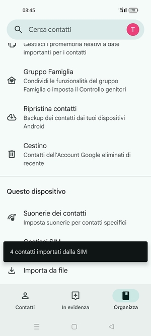 I tuoi contatti verranno salvati sul tuo account Google, e salvati sul tuo telefono la prossima volta che Google sarà sincronizzato.