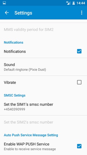 Scroll to and select Set the SIM's smsc number