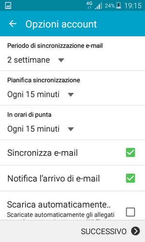 Seleziona SUCCESSIVO