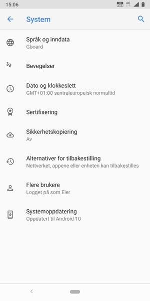 Velg Sikkerhetskopiering