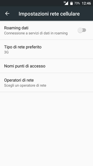 Seleziona Tipo di rete preferito
