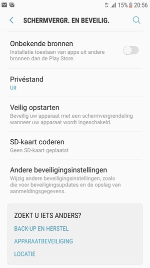 Scroll naar en selecteer Andere beveiligingsinstellingen