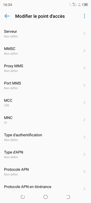 Faites défiler vers le bas et saisissez les informations MMS
