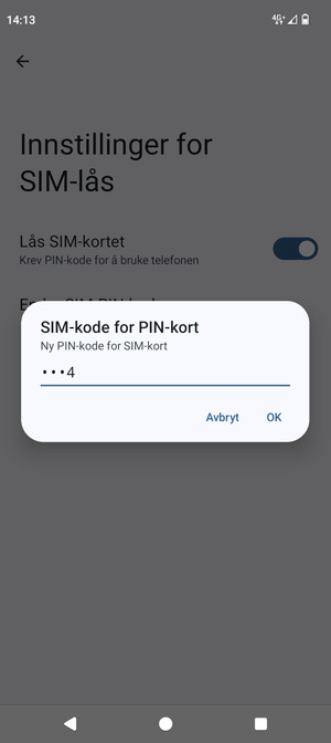 Skriv inn Ny PIN-kode for SIM-kort og velg OK