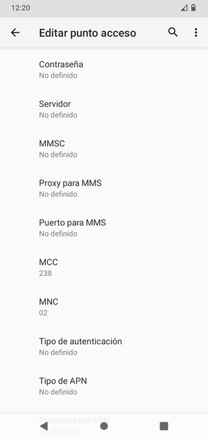 Desplácese hacia abajo e introduzca la información de Internet
