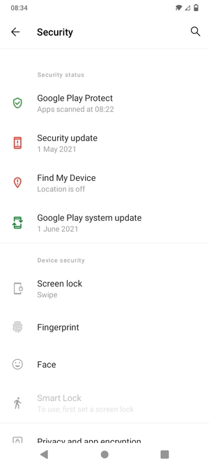 Select Screen lock