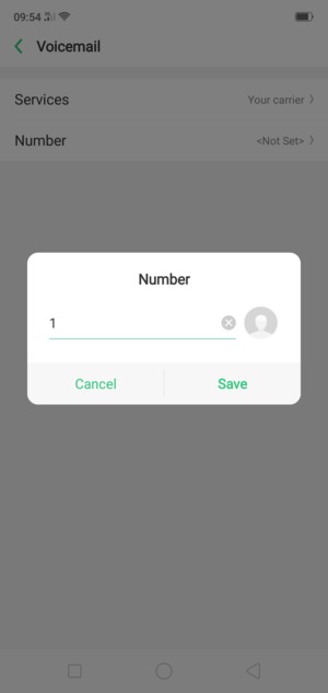 Enter the Voicemail number and select Save