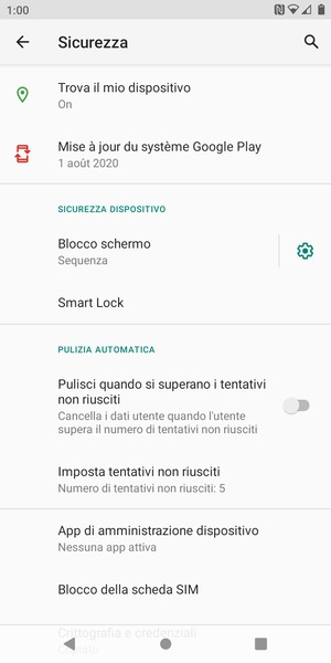 Seleziona Blocco della scheda SIM
