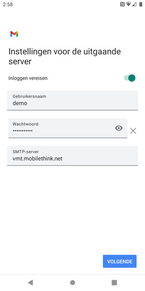 Voer Uitgaand serveradres in
