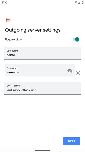 Enter Outgoing server address