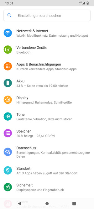 Gehen Sie zurück zum Einstellungen Menü und wählen Sie Akku
