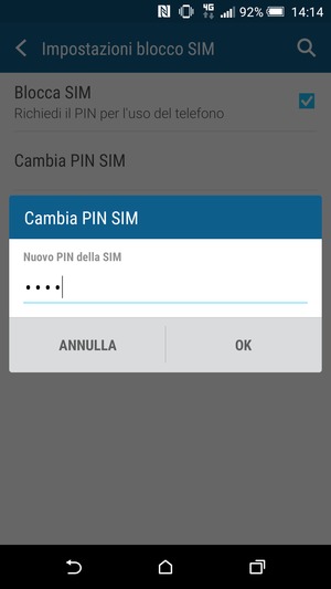 Inserisci Nuovo PIN della SIM e seleziona OK