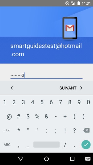 Saisissez votre mot de passe et sélectionnez SUIVANT