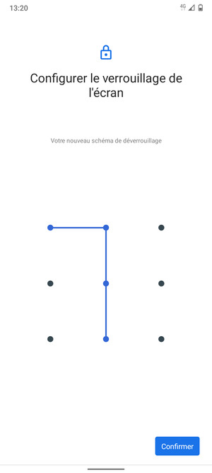 Dessinez de nouveau le schéma de déverrouillage et sélectionnez Confirmer