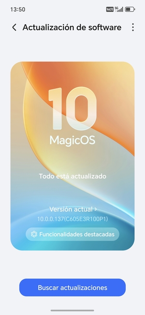 Si su teléfono está actualizado, verá la siguiente pantalla