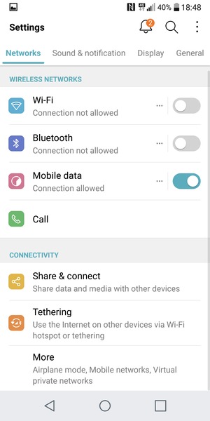 Select Networks and Wi-Fi