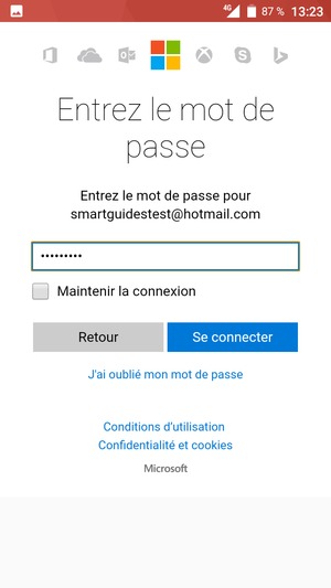 Saisissez votre mot de passe et sélectionnez Se connecter