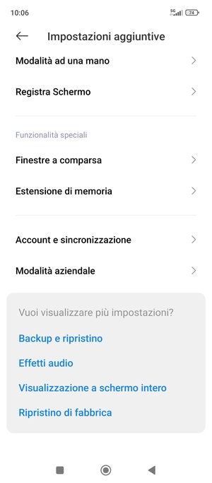 Scorri e seleziona Account e sincronizzazione