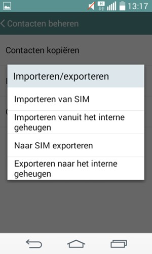 Selecteer Importeren van SIM