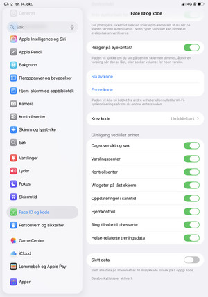 Din iPad er nå sikret med en skjermlås