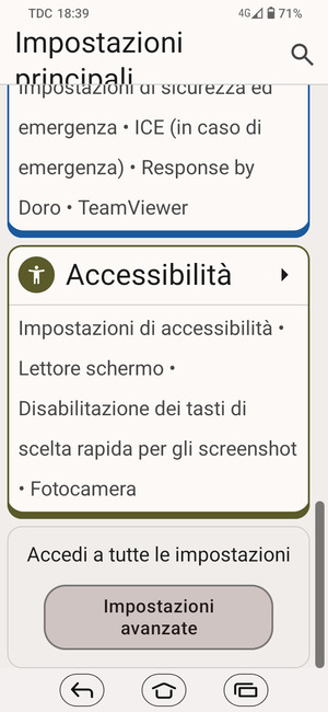 Scorri e seleziona Impostazioni avanzate