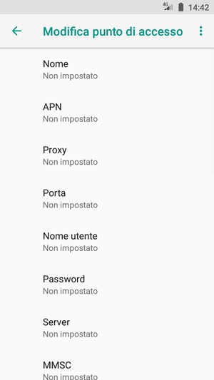 Inserisci le informazioni di Internet