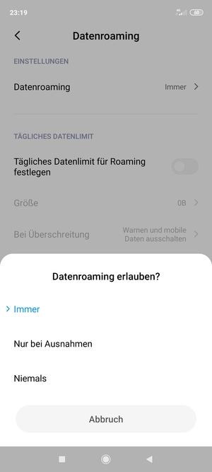 Wählen Sie die gewünschte Option
