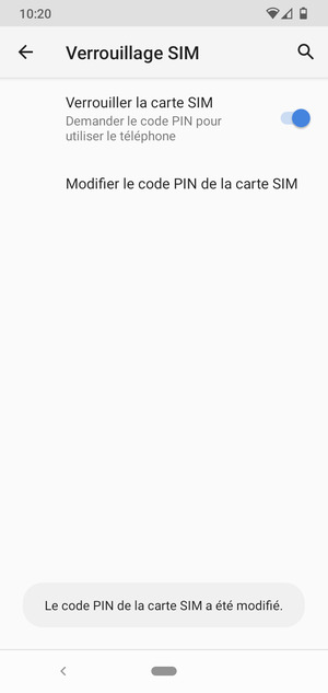 Votre code PIN de la carte SIM a été modifié